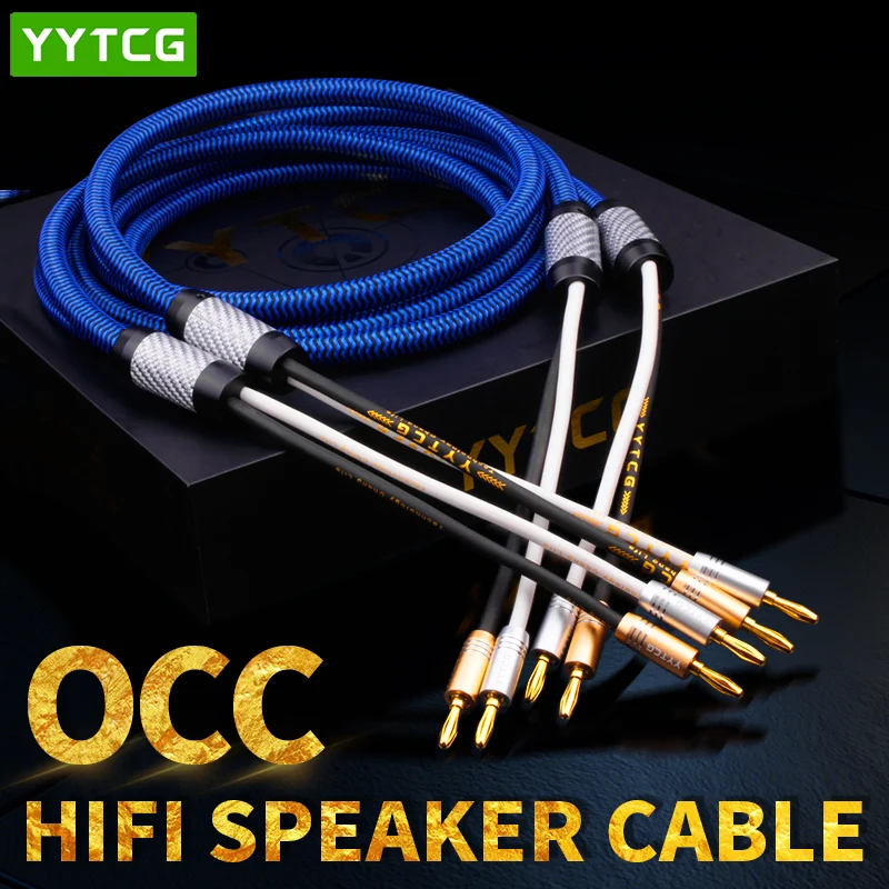 YYTCG Hifi Speaker Cable OCC Pure Copper Audio Speaker Wire with Gold