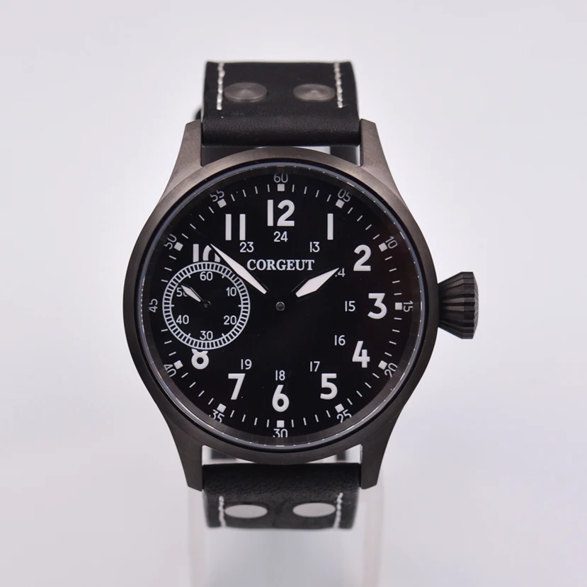 

Corgeut 44mm Mechancial Hand Winding Men's Watch Black Watch Case Sapphire Crystal.