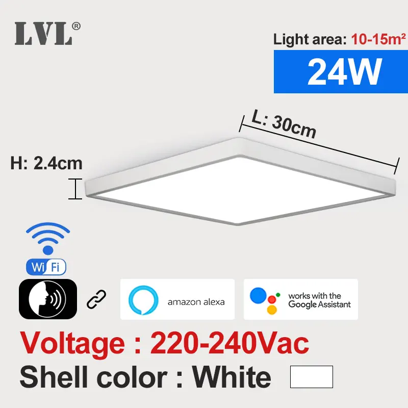 Modern Square Led Smart Ceiling Light Dimmable Home Lighing WiFi Tuya AI Voice Control Ultrathin Surface Mounting Ceiling Lamp kitchen ceiling light fixtures Ceiling Lights