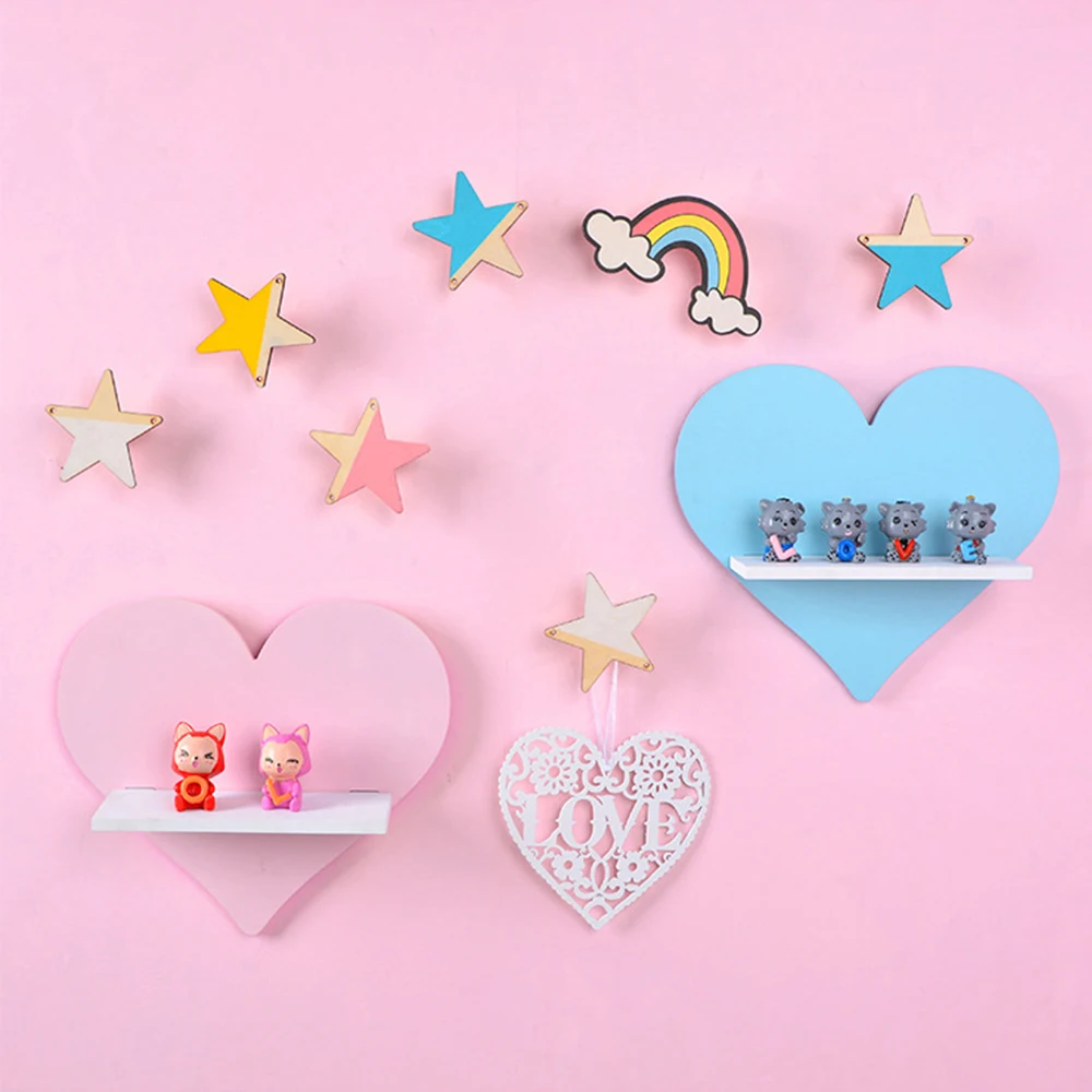 Декоративная настенная полка для детской комнаты INS деревянная Скандинавская