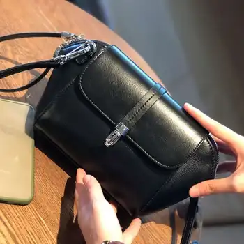 

Natural Cowhide Leather Bag Solid Color Messenger Bag Women Shoulder Shell Toe 2020 New Arrival Crossbody Bag