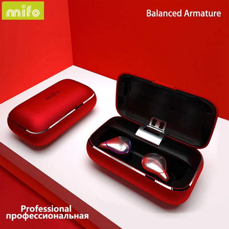 Shipping from Russia Mifo O5 TWS Mini Bluetooth 5.0 Wireless In-Ear Earbuds Waterproof Earhones 3D Stereo Sound наушники - Цвет: Red professional