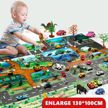 

130*100CM Large City Traffic Car Park Play Mat Waterproof Non-woven Kids Car Playmat Toys for Children's Mat Boy Girl Education