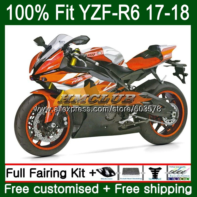 Инъекций для YAMAHA YZF600 YZF R6 оранжевый черный 123CL. 36 YZF 600 R 6 YZF-600 YZF-R6 YZFR6, 17, 18, 19, OEM обтекатели