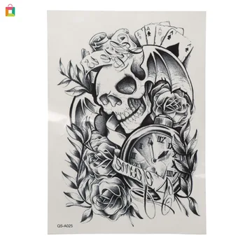 

Skull rose flower disposable waterproof temporary tattoo decal arm skull arm art tattoo sticker BB2