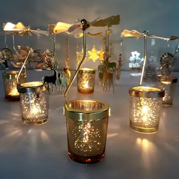 

Metal Rotating Candle Holder Merry Christmas Decorations For Home Christmas Ornaments Christmas Village New Year Decor 2021 Noel