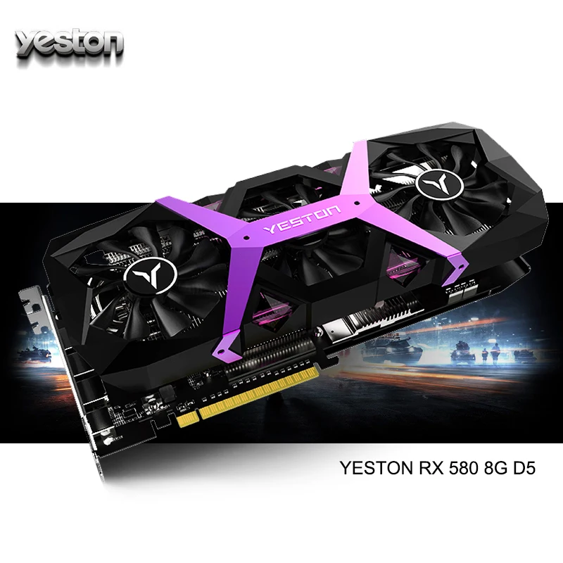Yeston Radeon RX 580 GPU 8 ГБ GDDR5 256bit игровой настольный компьютер ПК видеокарты Поддержка