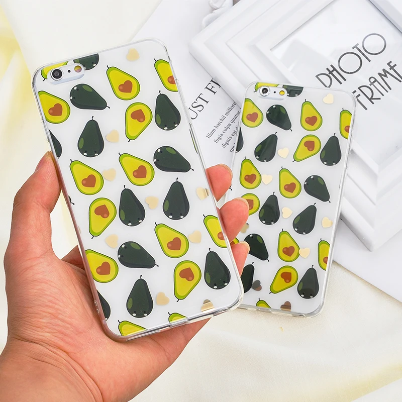 

DIFFRBEAUTY Phone Case Coque For iPhone XR 6 6S 7 8 Plus X XS MAX Plus Gold Bling Avocado King Queen Love Silicone Phone Cover