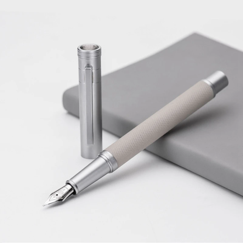Авторучка HongDian чернила полностью металлические ручки с зажимом из нержавеющей стали черный белый классический Перьевая ручка Перо 0,5 мм Школьные офисные принадлежности - Цвет: WHITE-0.4mm