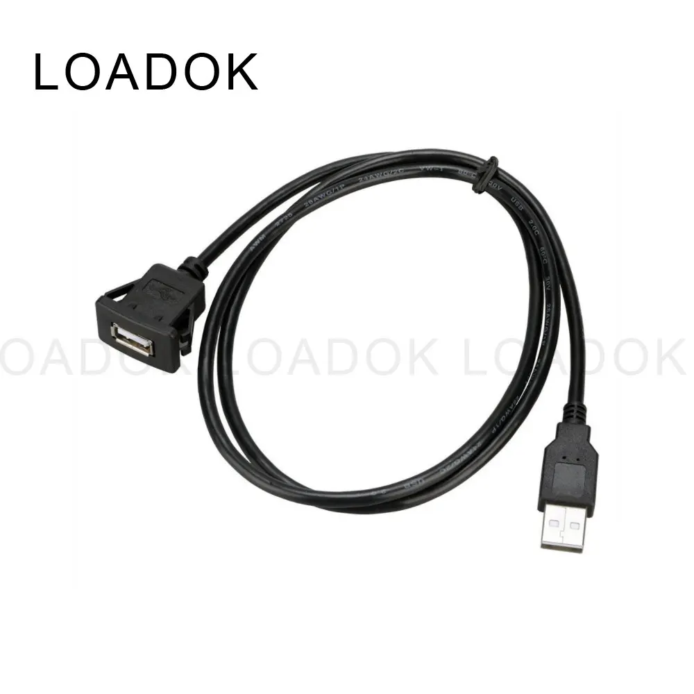 

Square Single Port USB 3.0 Panel Flush Mount Extension Cable With Buckle for Car Truck Boat Motorcycle Dashboard Extension Lead