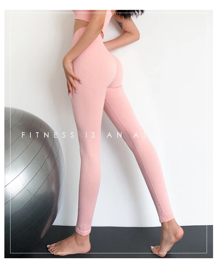 spanx pants Fitness Leggings Women High Waist Ankle Length Leggings Booty Push Up Gym Womens Clothing Sexy Ribbed Workout Pants Female scrunch leggings