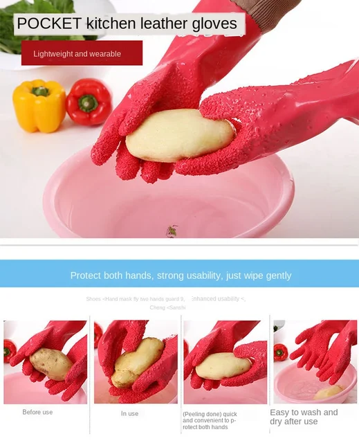 Gants de ménage pour grattage de la peau, écailles de poisson, épluché,  pomme de terre, légumes, fruits, livres, cuisine - AliExpress