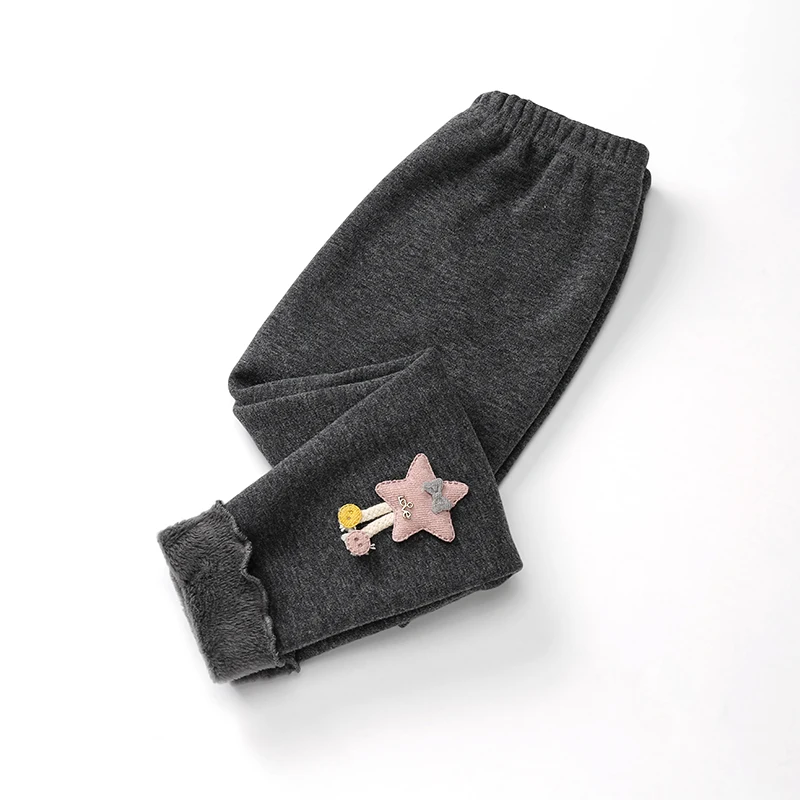 dark gray star Новые брюки для девочек на зиму и весну утепленные детские штаны для девочек от 2 до 13 лет, 10 цветов, стильные детские длинные леггинсы для девочек - Цвет: dark gray star