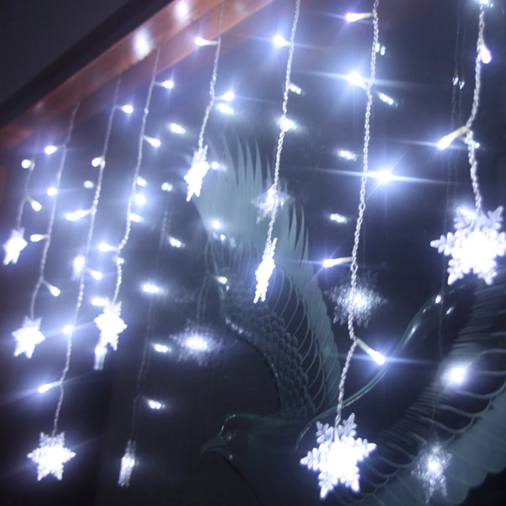 USB Snowflake LED Strip Light Curtain Fairy Lamp Party Christmas Wedding New Year Decoration 4 Colors 1.5x0.5m 2.5x0.5m 3x1m