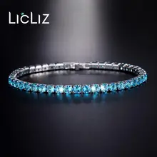 LicLiz модная новинка светильник кристалл голубой циркон теннисные браслеты для женщин Кристалл белое золото цвет коробка цепь ювелирные изделия LUB0097E
