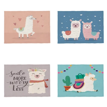 

Happy Alpaca Tablecloth Set Meteor Cactus Alphabet Gift Box Luggage Sunglasses Table Cloth Polyester Linen Dinner Table Cloth