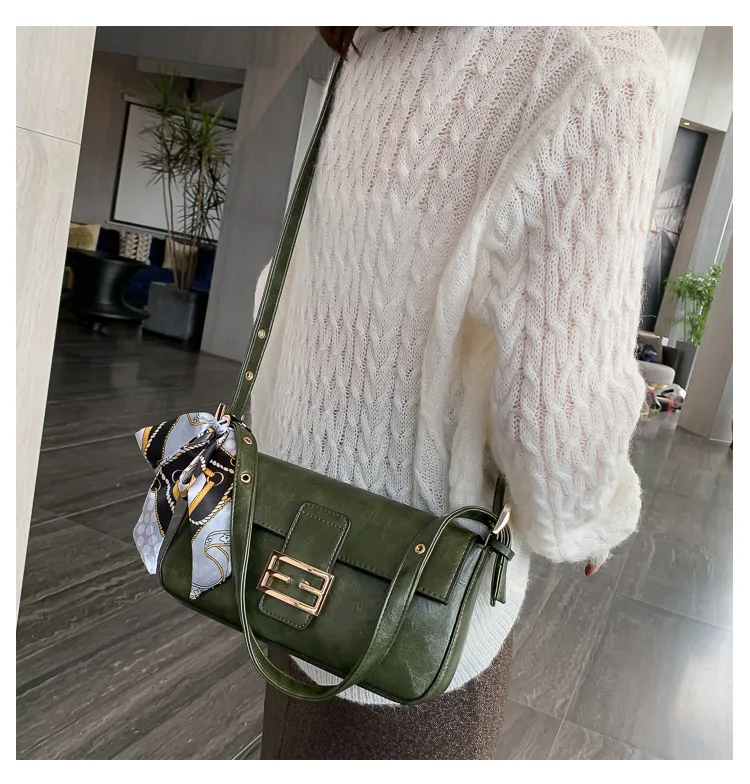 Женская новая трендовая сумка-багет, модная сумка-мессенджер с текстурой, шелковая в стиле ретро, сумка-шарф, дизайнерские сумки