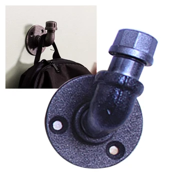 

Home Decor Heavy Duty Fittings Coat Hook Wall Mounted Entryway Industrial Pipe Door Back DIY Style Bathroom Hanger Iron Robe