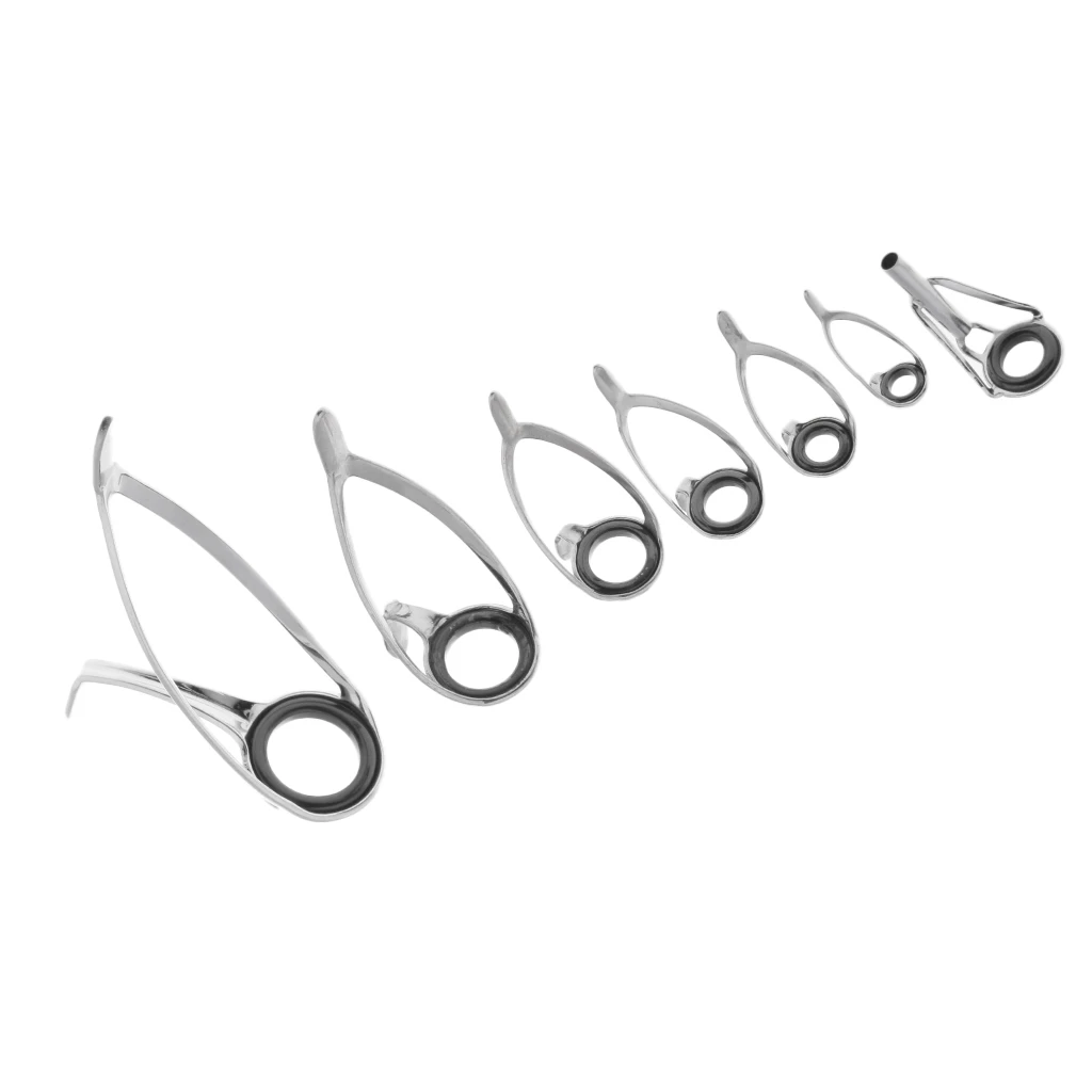 7Pcs Mixed Size Fishing Rod Guides Line Ring Rod Repair Kit For Rod Building 5# 6# 8# 10# 12# 16# 20#