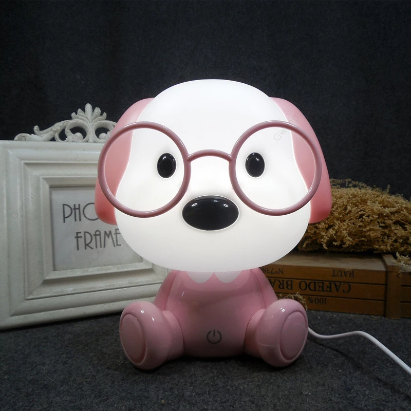 Pink Dog Ночник с изображением собаки панды для детей, мультяшный светодиодный USB ночник, детские настольные лампы, прикроватная тумбочка для детской спальни, домашний декор, рождественский подарок - Испускаемый цвет: Pink Dog