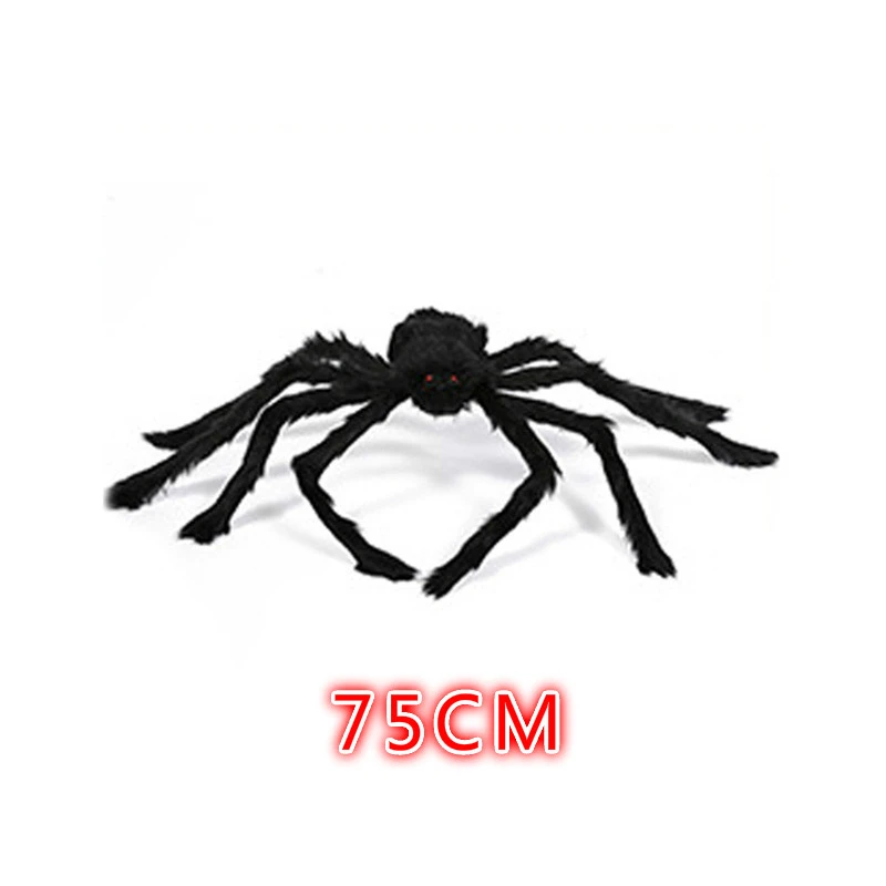 Spider-75cm Хэллоуин имитация паук ужасный Поддельные меховой паук 50/70/90/125/200 см игрушечные пауки декор для Хэллоуина, вечеринки - Цвет: Spider-75cm