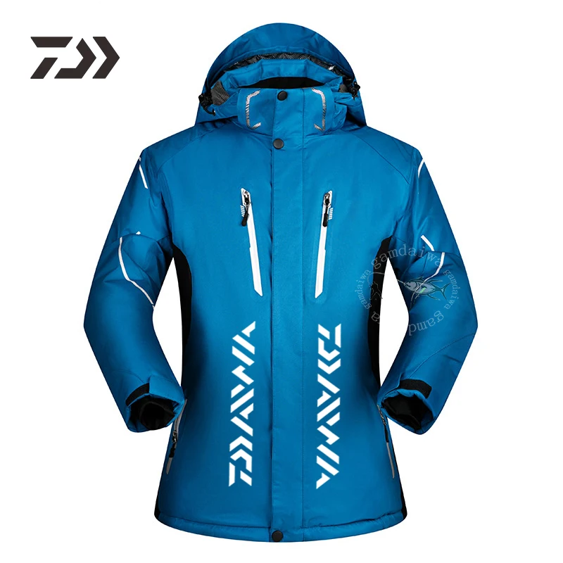 Sky Blue Зима, Мужская одежда для рыбалки Daiwa, ветрозащитная, сохраняющая тепло, в стиле пэчворк, унисекс, зимние костюмы для рыбалки, для пеших прогулок, кемпинга - Цвет: Sky Blue