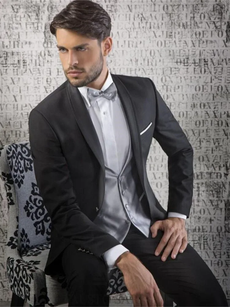 Классический мужской костюм смокинг Noivo Terno Slim Fit Easculino вечерние костюмы для мужчин черные смокинги жениха лучшие свадебные Рождество