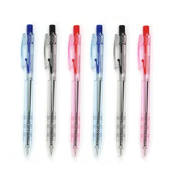 

24 Pcs/Lot Transparent Ballpoint Pen 0.7mm rollerball Black Blue Red Color Ink Pens Signature Stationery Office School DB510