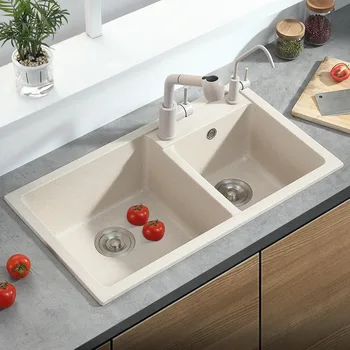 

German quartz stone sink single sink wash basin kitchen sink set set sink sink sink sink vegetable basin granite white