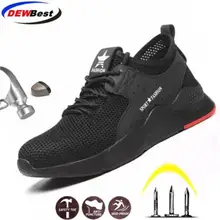 Мужская Летняя Рабочая обувь со стальным носком; Повседневные Дышащие уличные кроссовки; непромокаемые ботинки; удобные промышленные ботинки