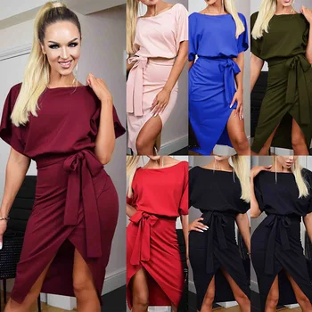 

6 Color 2020 Summer Hot New Socialite Slim Lace round Neckline Girl Dress 101039