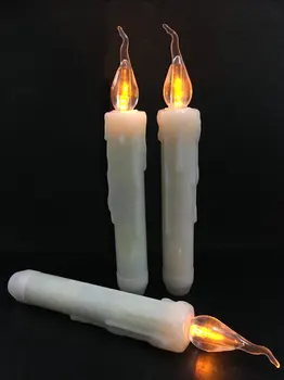 

240pcs LED Taper Battery Operated Flameless Candle Dip wax Flickering Electric Light f/Wedding Xmas Home party decor 17CM-Amber