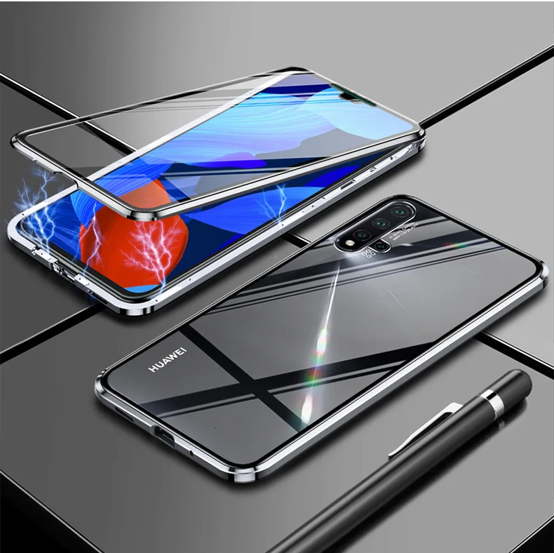 Роскошный двусторонний стеклянный Магнитный чехол для huawei Nova5 5pro Nova4, модный прозрачный чехол на магните для huawei Nova5i Pro