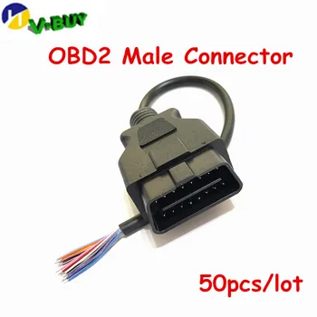 

50pcs DHL OBD II OBD2 16 Pin Male Connector Adapter Connector Plug Car Diagnostic Tool Cable to female