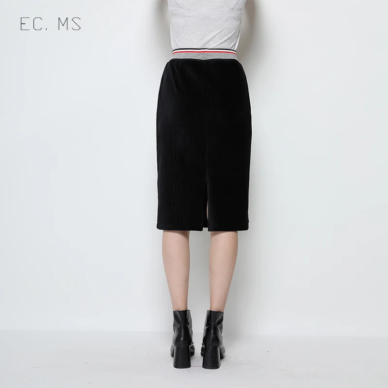 EC.MS юбка с запахом черные зимние юбки