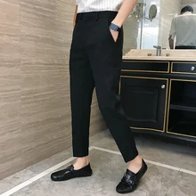 Мужские повседневные брюки осень и зима новые девять точек сплошной цвет тонкие повседневные брюки Молодежная модная трендовая мужская одежда