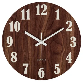 

Custom New Solid Wood round Hanging Clock Vintage Creative Hanging Clock Home Wall Decorative Plank Hanging Clock Weathered