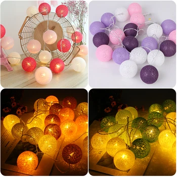 

3M LED Cotton Ball Garland Lights String Christmas Xmas Outdoor Holiday Wedding Party Baby Bed Fairy Lights Decoration Wedding