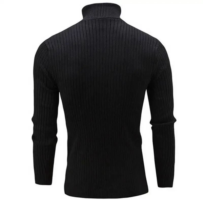 New Autumn Winter Men'S Sweater Men's Turtleneck Solid Color Casual Sweater Men's Slim Fit Brand Knitted Pullovers
