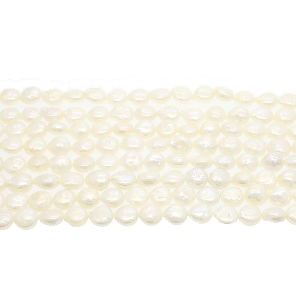 

AAA Grade Natural Freshwater Pearl Loose Beads Strand 8mm Irregular Round Shape White Color Jewelry Making Approx 13.5 inch