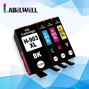 

Labelwell 4pcs 903xl Compatible for HP 903XL hp 903 HP903 full ink cartridge for hp OfficeJet Pro 6950 6960 All in One Printer