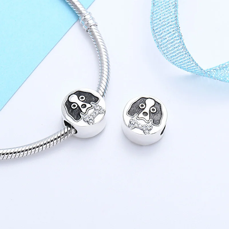 Fit pandora, подвески, серебро, 925,, собака и собака, кость, бусины, браслет, аксессуары, модное ювелирное изделие, подарок для женщин