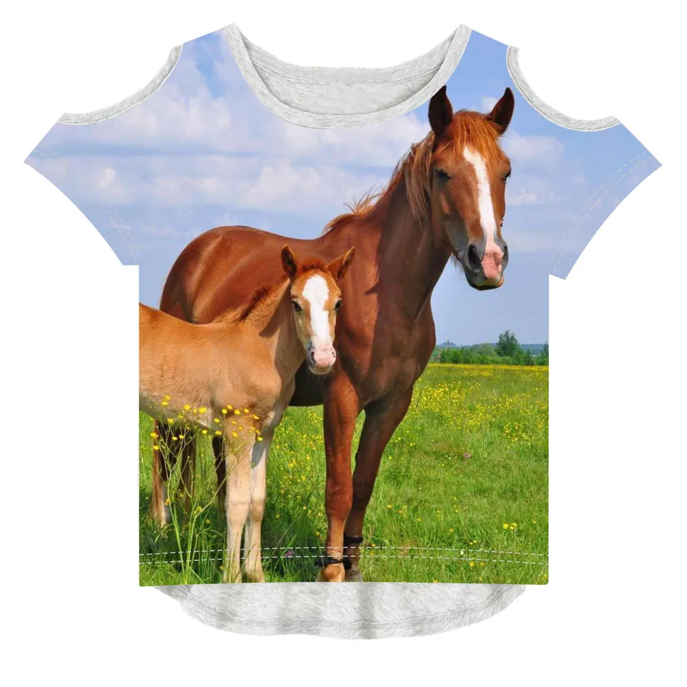 Летняя детская модная футболка с принтом «Малайзия и пони» для маленьких девочек; коллекция года; детская брендовая дизайнерская футболка; модные футболки для девочек