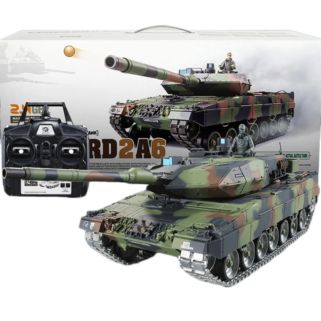 1:16 German Main Battle Tank 2.4G Remote Control Model Military Tank With Sound Smoke Shooting Effect - Metal Upgraded Edition