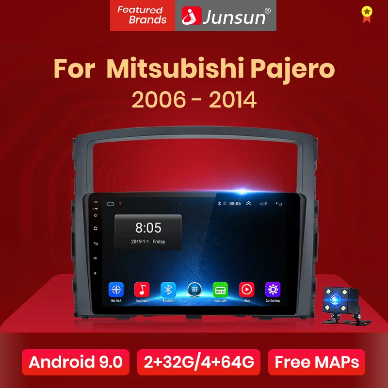 Junsun 4G + 64G Android 9 0 для Mitsubishi Pajero 4 2006 2014 Авто Радио стерео плеер Bluetooth gps навигация нет