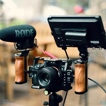 

UURig Vlog Cage Handle Side Threaded Handle Left Right Interchangeable Wood Grip For SLR Micro Single Camera Accessories