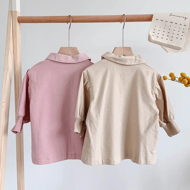 Новая Осенняя рубашка с милой вышивкой для маленьких девочек детская одежда топы с длинными рукавами для малышей, одежда для малышей 2, 3, 4, 5, 6 лет