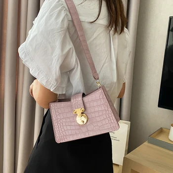 

Retro Alligator Pattern Women Handbags PU Leather Street Casual Solid Color Zipper Shoulder Bag