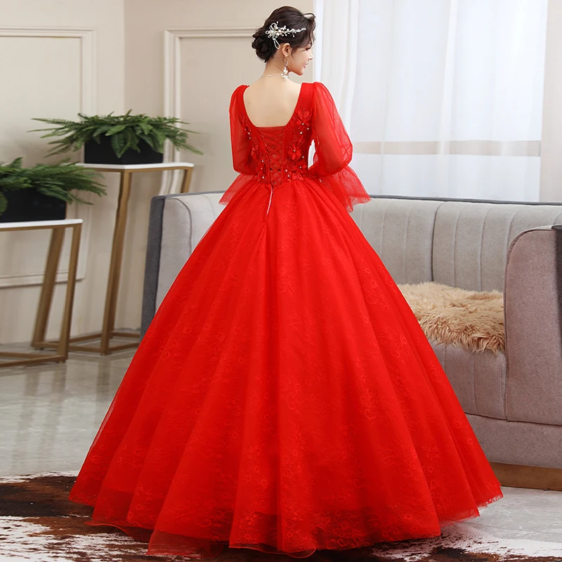Robe De Bal 2022 Three Quarter Sleeve Quinceanera Dresses V-neck Lace  Beading Ball Gown Prom Dress Vestidos De Quinceaneras - Quinceanera Dresses  - AliExpress