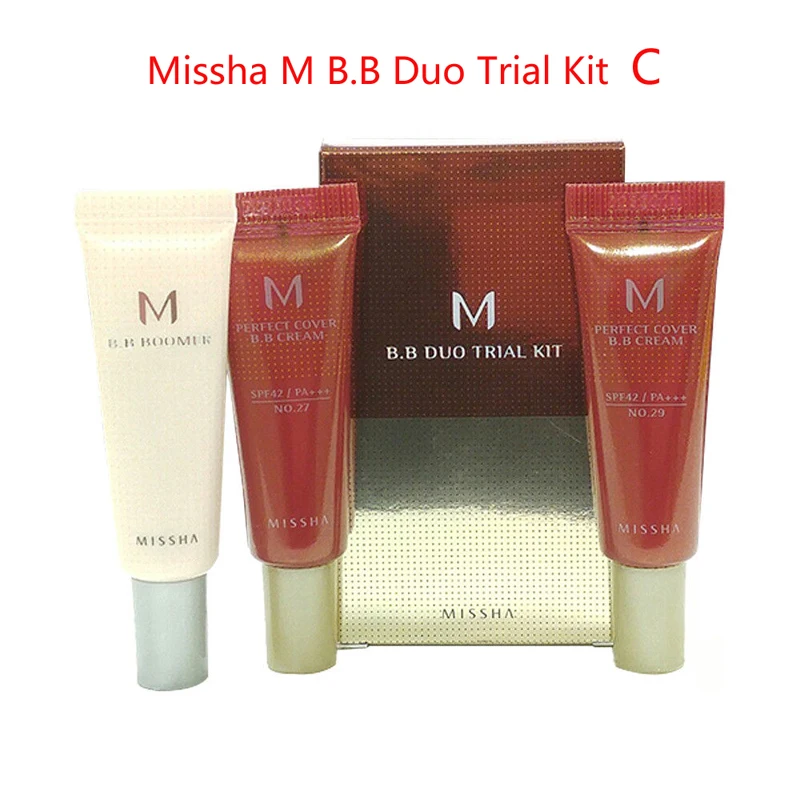 MISSHA M BB Duo пробный Набор C MISSHA BB Бумер праймер 10 мл+ MISSHA M идеальное покрытие BB крем(#29#27) 10 мл корейская косметика - Цвет: Trial Kit C